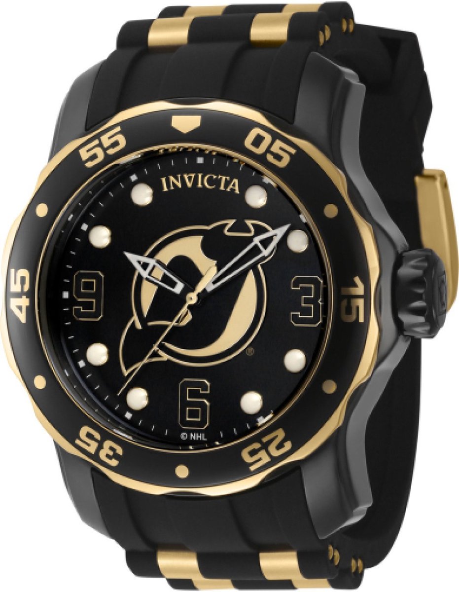 Invicta NHL - New Jersey Devils 42310 Heren Horloge - Waterdicht - Analoog - Quartz Uurwerk - Roestvrij Staal met zwarte Wijz