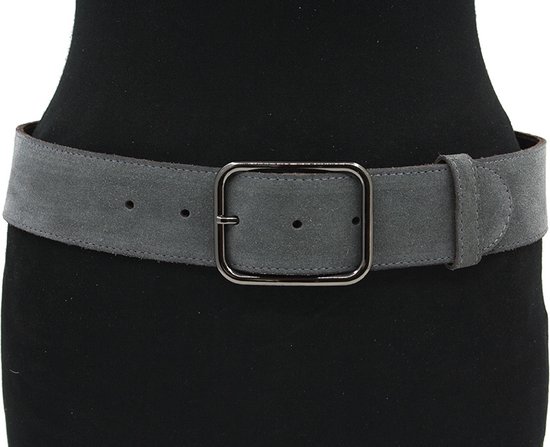 Thimbly Belts Dames afhangceintuur donker grijs - dames riem - 5 cm breed - Grijs - Echt Suede - Taille: 105cm - Totale lengte riem: 120cm