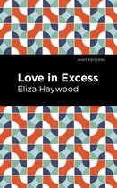 Boekomslag Love in Excess door Eliza Haywood met een geometrisch patroon in rood, blauw, groen en wit.
