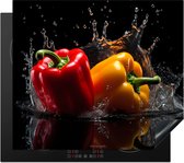 KitchenYeah® Inductie beschermer 59x52 cm - Paprika - Groente - Watersplash - Afdekplaat voor kookplaat - Inductieplaat mat - Beschermingsmat - Beschermplaat - Keuken bescherm decoratie - Afdek kookplaten
