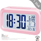 Borvat® - digitale wekker - Alarmklok - Inclusief temperatuurmeter - Met snooze en verlichtingsfunctie - Roze
