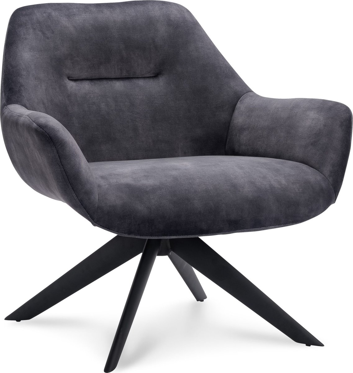 Icon Living - Fauteuil Vico - Velours Adore Anthracite - Poot Zwart
