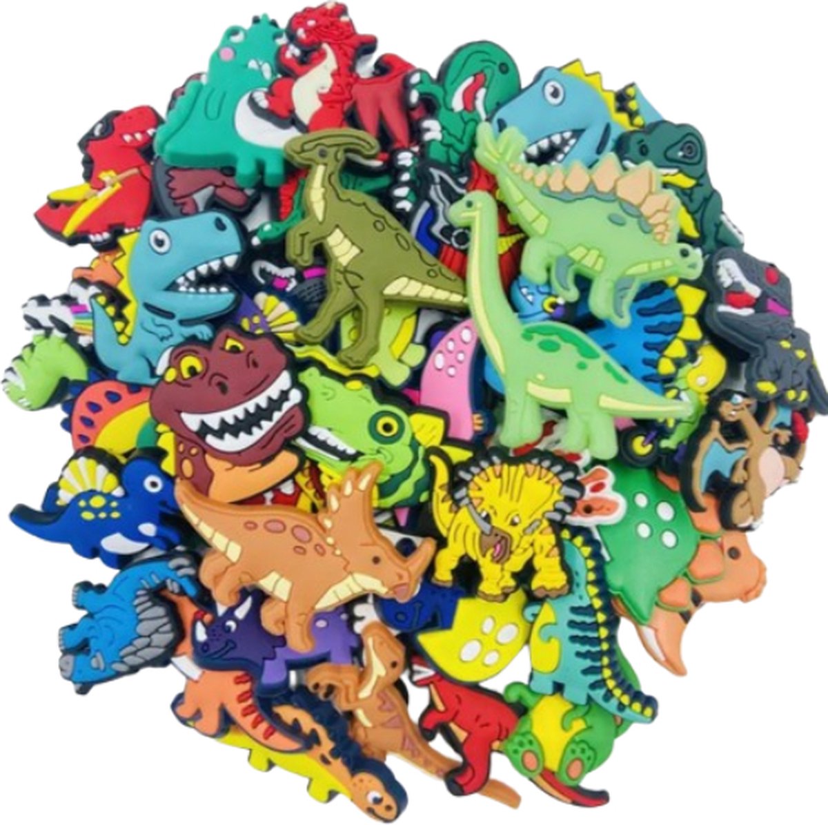 Pins dino - charms dino 12 stuks - dinosaurussen pins - ook voor crocs - schoen accessoires - schoenbedels