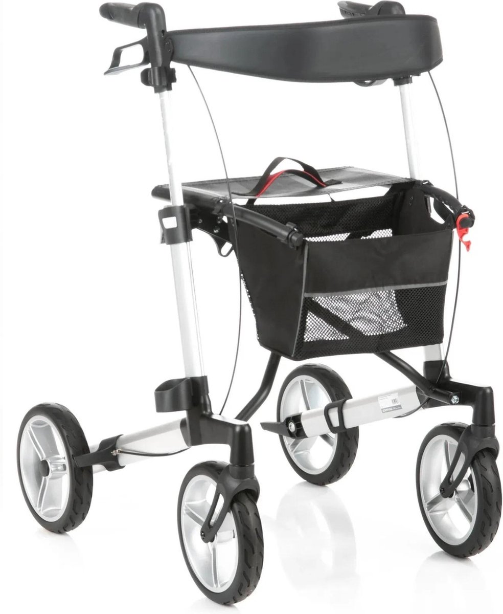 Goedkoopste Rollator Plaza X3 - Small - Lichtgewicht - Grote soft banden - Zilver
