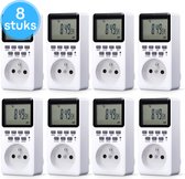 Membeli Tijdschakelaar voor Binnen - Makkelijk te monteren - Type E - Schakelklok Stopcontact - Digitaal - 8 stuks - Timer Schakelaar - LCD Display - Tijdschakelklok