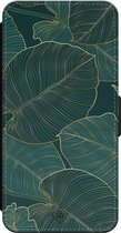 Casimoda® bookcase - Geschikt voor iPhone 15 - Hoesje met pasjeshouder - Monstera Leaves - Groen - Kunstleer