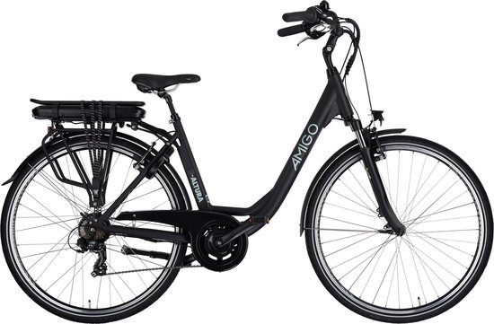 Foto: Amigo e altura d2 elektrische fiets met achterwielmotor e bike 28 inch 49 cm 7 versnellingen v brakes 468wh accu matblauw