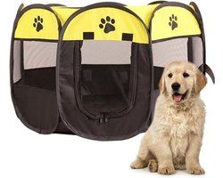 Puppyren voor binnen - indoor hondenpark 73 x 73 x 43 cm - inclusief bal - inklapbaar - fruitgroen en zwart Puppyren