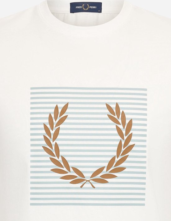 Fred Perry Striped laurel wreath t-shirt - snow white