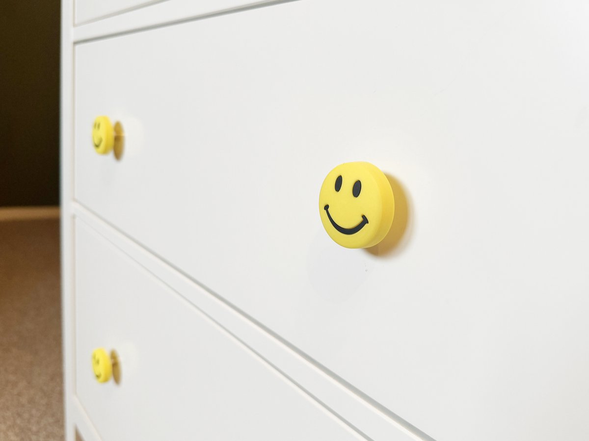 KIMU 12x Hemnes Kast Knoppen Smiley - Knoppen Vervangen Ladekast - Handgrepen Commode Kastknoppen Kinderkamer Kastknop Geel 8 Lades - Kast Dressoir Knop Jongen Meisje Baby Babykamer Ikea – foto 2