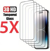 5x Screenprotector Tempered Glass Glazen Gehard Screen Protector 2.5D 9H (0.3mm) - Geschikt Voor: iPhone 15 Pro Max