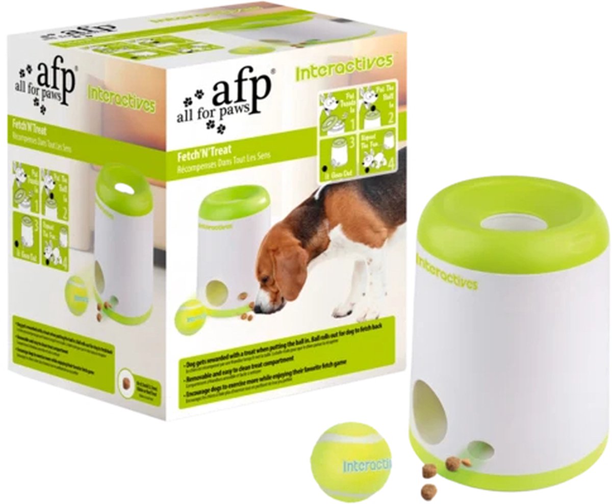 AFP Fetch’N’Treat – Interactief Speeltje voor Honden – Ballenwerper - Apporteerspeelgoed – Beloningssysteem – Inclusief Tennisbal