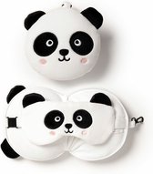 Bol.com Relaxeazzz Panda knuffel/reiskussen/slaapmasker - 2-in-1 set - voor kinderen- in vliegtuig of auto aanbieding