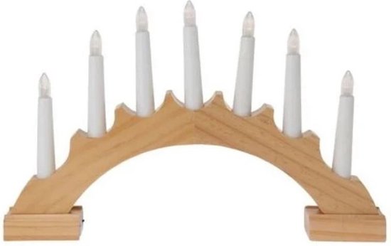 Candle Bridge 7Led Wood Round Kerst Nampook
