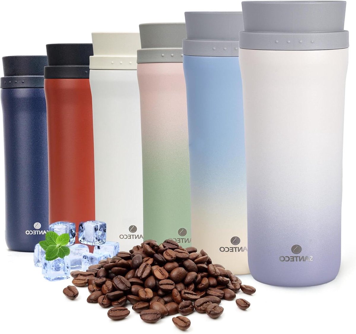 Koffiebeker Thermo 480ml Roestvrij stalen thermosbeker Lekvrije isolatiemok met 360° drinkopening Reismok voor onderweg koffie & thee 6 uur warm 8 uur koud