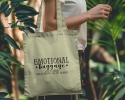 Tote bag Emotional baggage, just kidding - Funny Tote Bags - schoudertas - Grappige Tassen - Sarcastic Fashion - Quotes - Smile - Glimlachen - Stijlvol