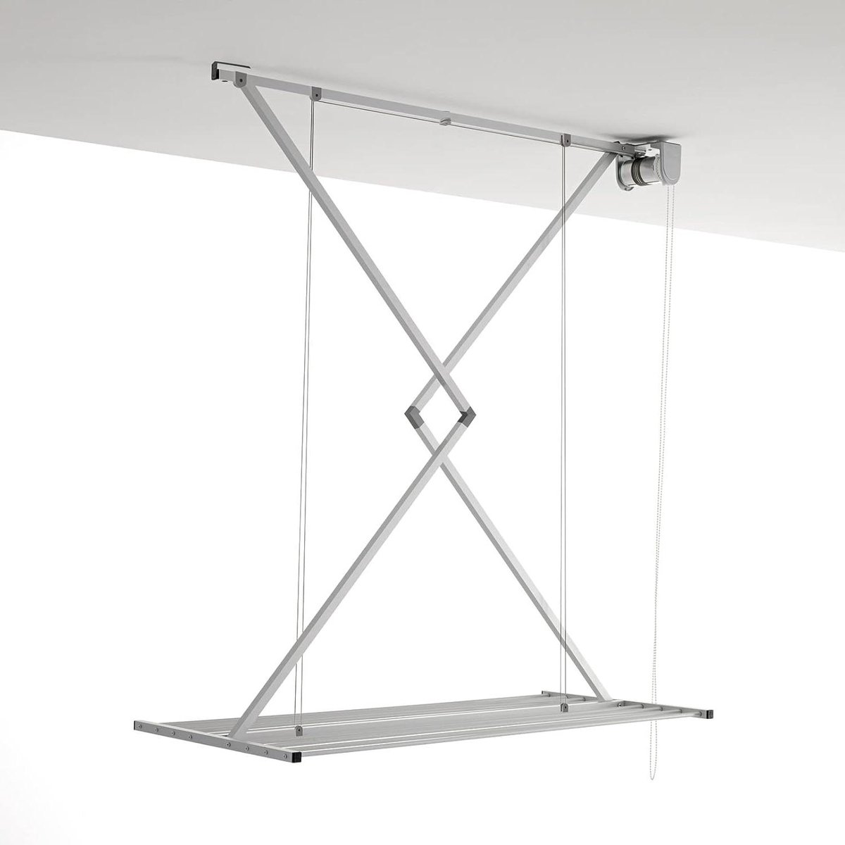 Goedkoopste Ruimtebesparend inklapbaar droogrek aan plafond - Grijs 120 - Aluminiumconstructie