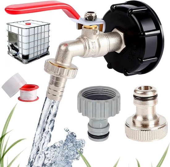 Foto: 1 2 inch ibc tank aftapkraan kogelkraan tap adapter kraan tuinslang s60 x 6 watertank 1000l regenton vorstbestendig