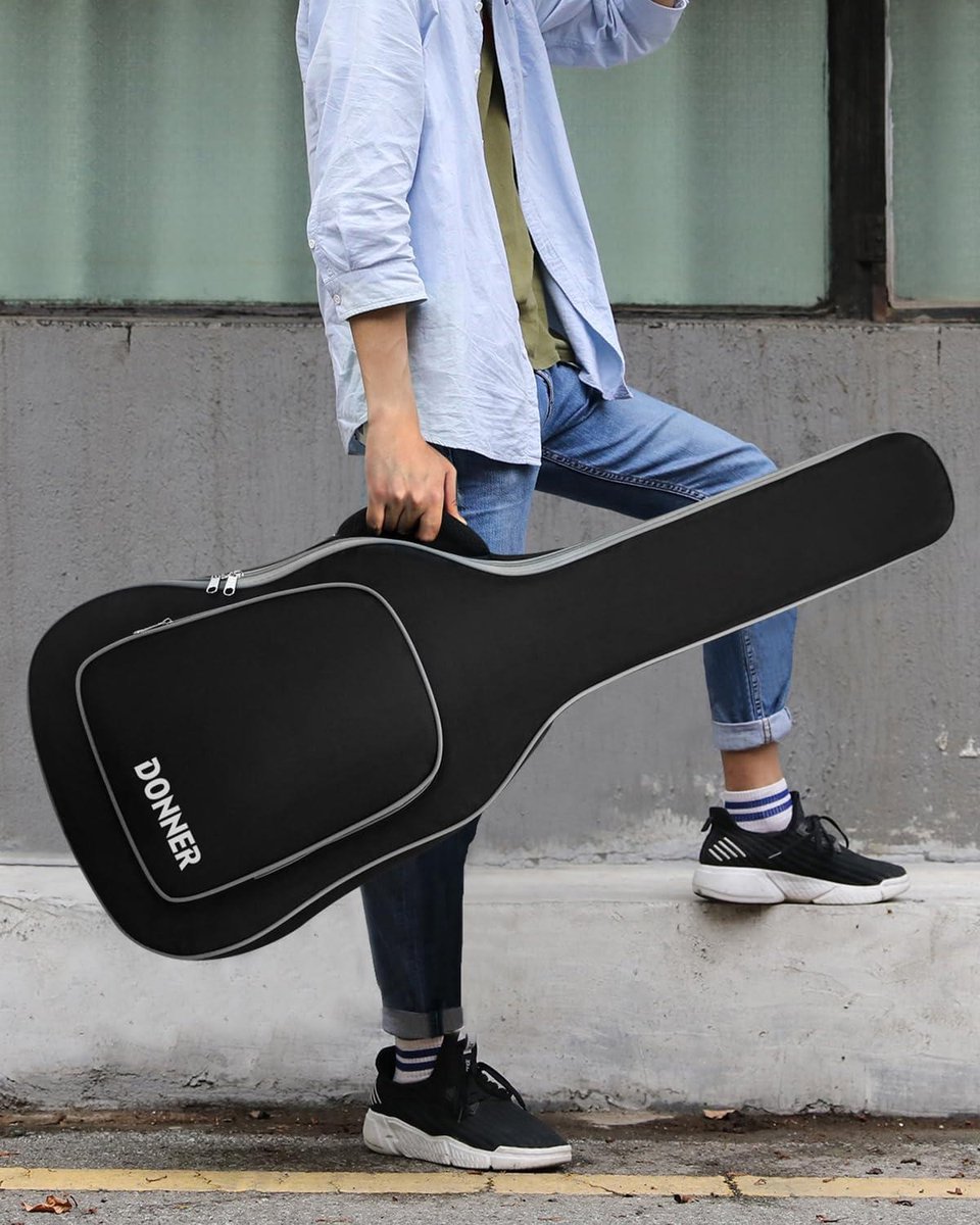 Donner Elektrische gitaar Gig Bag 39 Inch, 8 mm Dikte Rugzak Zachte Solid Gitaar Case met Verstelbare Riemen, Waterbestendig Nonwovens Interieur Dikker Spons Pad met Zak, Zwart