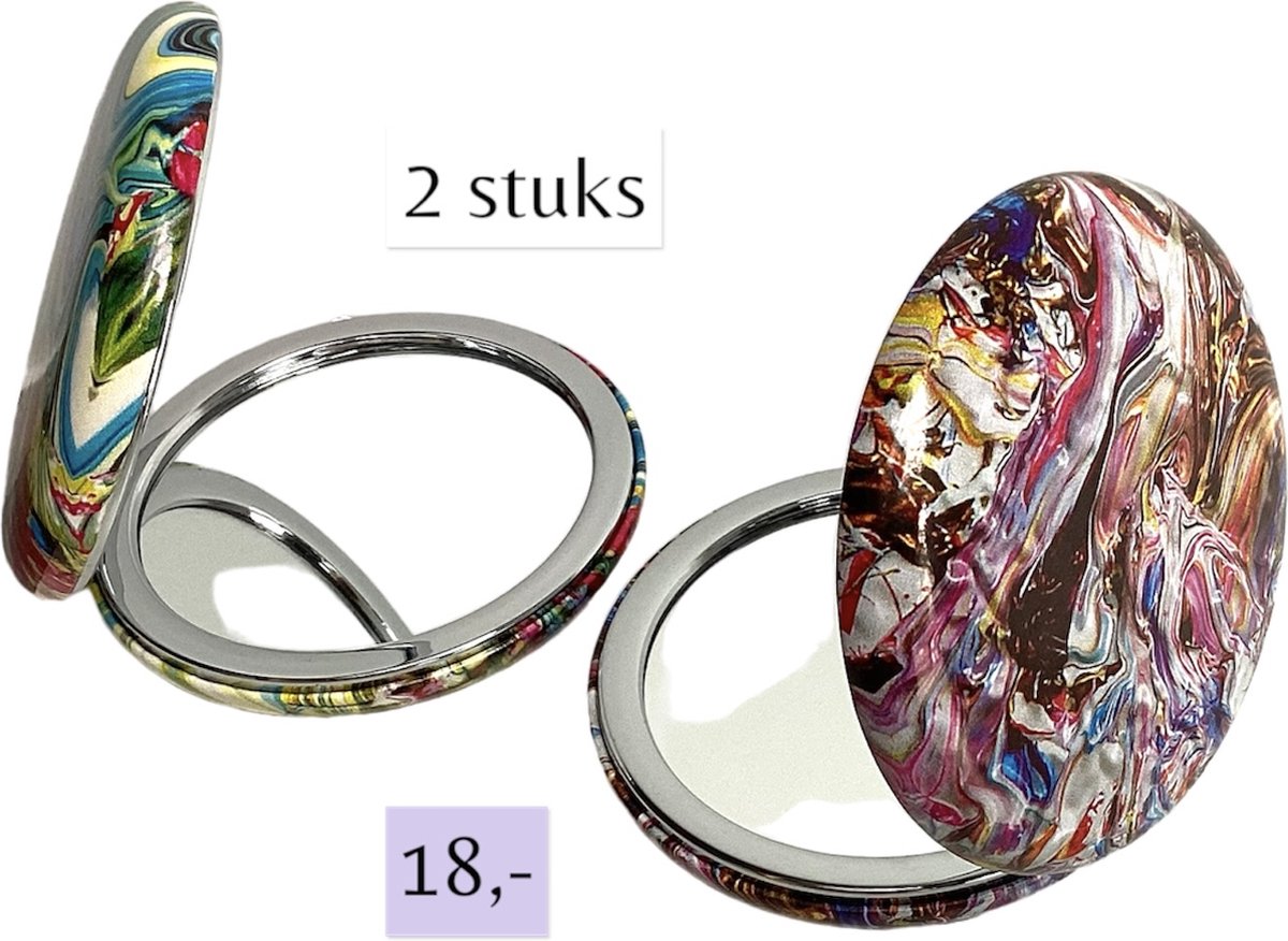 Goedkoopste 2x Vouwspiegel - Vouwspiegeltje - Klapspiegel - Klapspiegeltje - Zakspiegel - Zakspiegeltje - Reisspiegel - Reisspiegeltje - Bagagespiegel - Bagagespiegeltje - Vergrotend - Inklapbaar - Dubbel - Klein - Make-up - Spiegeltje