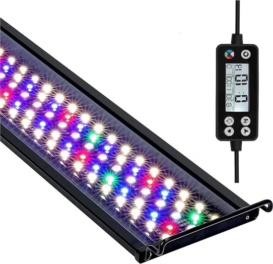 Foto: Volledig spectrum led aquariumverlichting met timer voor waterplanten zoetwateraquaria 36w 90cm 1662lm 24 7 modus uitschuifbare steunen