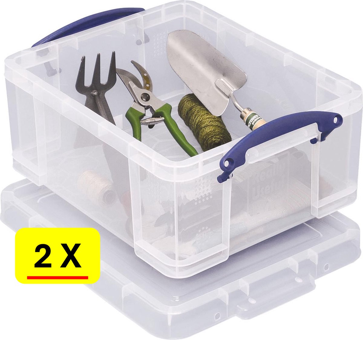 2 x Opbergbox Really Useful Box 21 liter - 45x35x20 cm - transparant wit