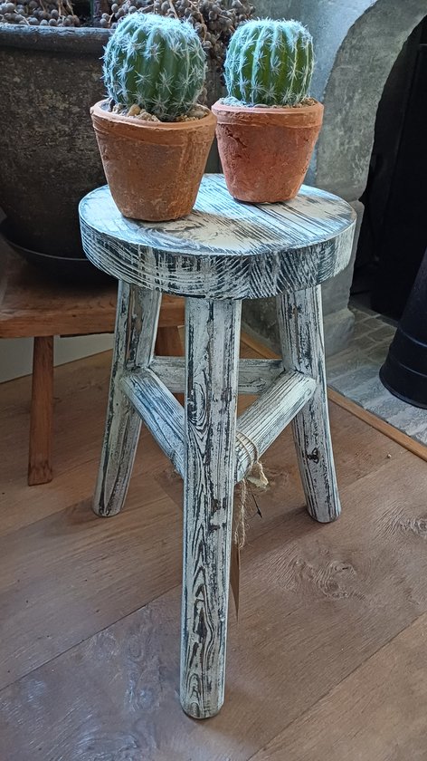 J-Line tabouret Ibiza Rond - bois - blanc