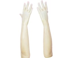 BNDGx® - 100% LATEX Handschoenen Lang BDSM SM sexy glans handschoen Doorzichtig licht bruin