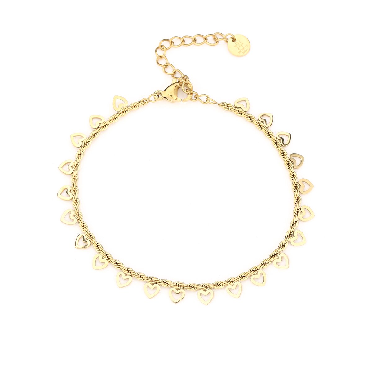 Enkelbandje Shining Open Heart - Waterproof - Stainless Steel - Goud