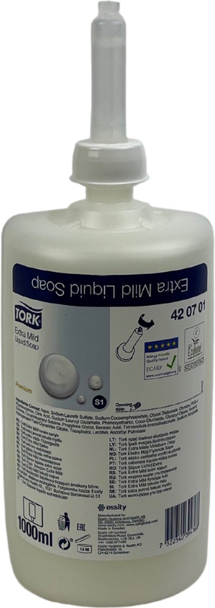 Goedkoopste Voordeelverpakking 3 X Tork Extra Milde Vloeibare Zeep S1, 6 x 1L (420701