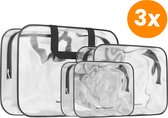 Toilettas Set Transparant – Reis Organizer – Make up Organizer – Doorzichtige Etui – Dames en Heren – Toilet tas voor Toiletartikelen – Set van 3 stuks