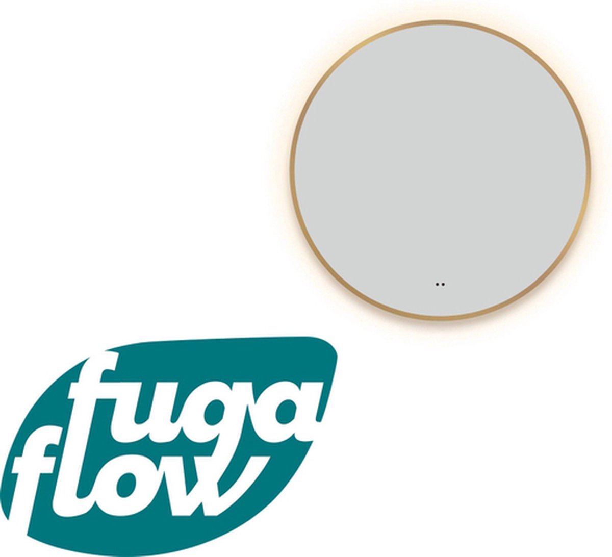 FugaFlow Eccelente Arredo Badkamerspiegel rond diameter 80cm indirecte LED verlichting spiegelverwarming infrarood schakelaar mat goud