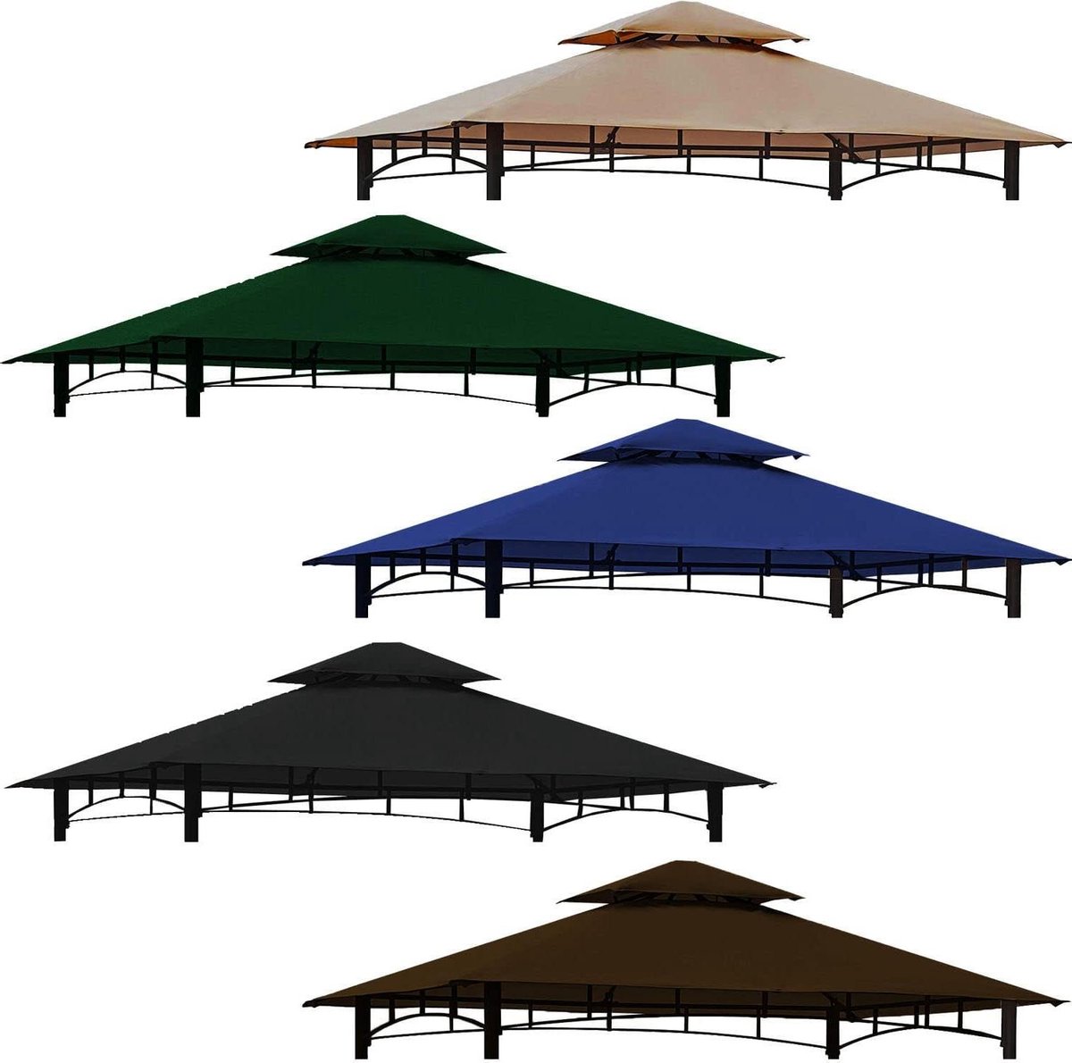 Vervangend dak voor Grill 24 paviljoen - waterdicht - Panama PCV Soft 370g/m² - antiek zand - 15 [m] x 15 [m] 11-model (Cappuccino)