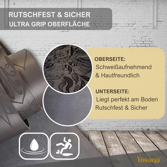 Natuurrubber yogamat - extreem antislip - ULTRA GRIP oppervlak - extra breed 68cm - inclusief draagriem - 183x68cm - 4mm dun - duurzaam eco materiaal Yoga mat van FLXBL — afbeelding 2