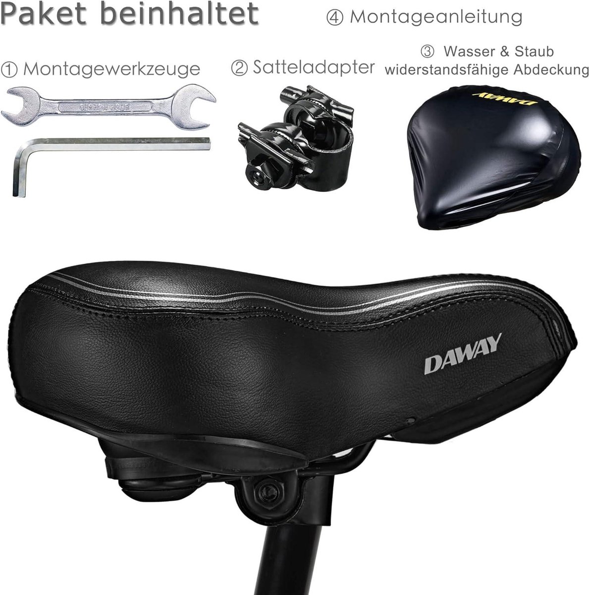 Selle De Vélo Extra Large CDYWD - Confort Max, Suspension, Cuir Imperméable - VTT, Ville