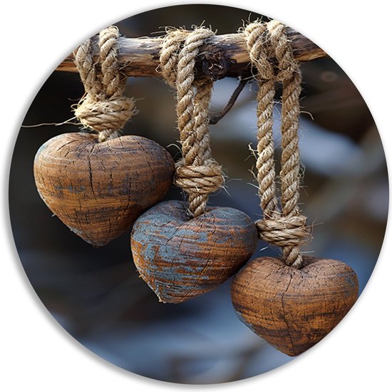 Bol mural en bois - Matériaux bols muraux - Panneau mural Corde - Peinture rurale - Bol mural - Cercle mural d'art mural forex 60x60 cm