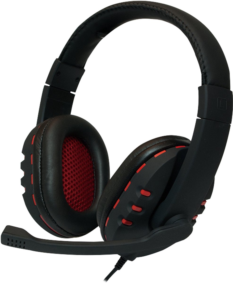 LogiLink HS0033 Stereofonisch Hoofdband Zwart, Rood hoofdtelefoon met USB aansluiting