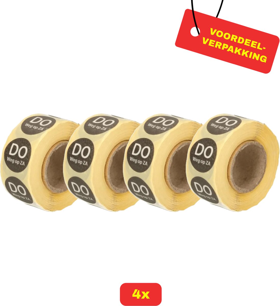 4X Daymark Afwasbare Etiketten Rol "Donderdag weg op zaterdag" - Voordeelverpakking!