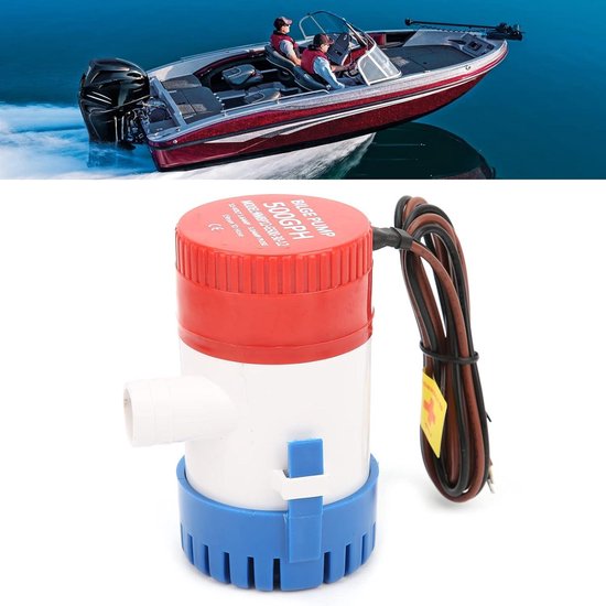 Akozon Pompe de cale 500GPH Pompe à eau 12V Blige Sortie de tuyau 3/4po 500GPH Turbine