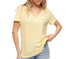 Superdry Studios Slub Emb Vee Tee Dames T-Shirt - Geel - Maat XS