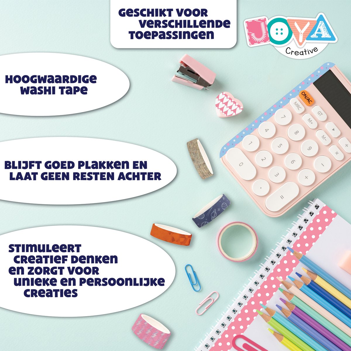 Washi Tape 72pcs - bullet journal accesoires - 3 meter per rol - Verschillende Designs - Stickers & Tapes - Journaling - Stickers Bullet Journal - Joya Creative — afbeelding 4