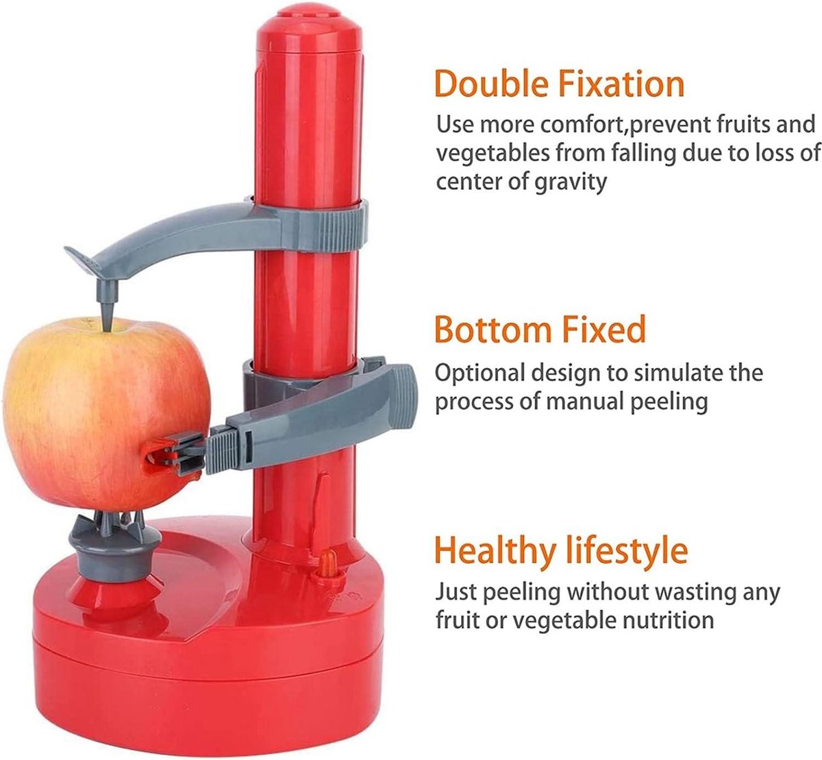 Elektrische Dunschiller Automatische Roterende Apple Dunschiller Aardappel Schilmachine Automatische Fruit Groenten Cutter Roestvrij Keuken Peeling Tool (Zwart