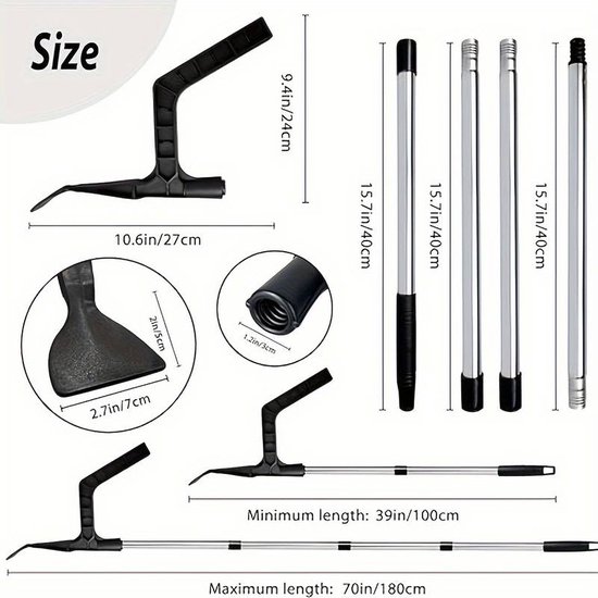 Foto: Dakgootreiniger met telescoop dakgoot dakgoottrekker dakgootschep dakgootreiniger met steel dakgootreiniger met telescopische steel 