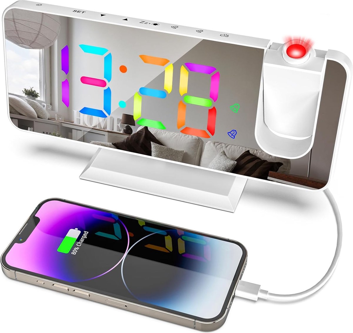 Solacis Wekkerradio Met Projectie - Wekkerradio - Digitale wekker - Wekkerradio kinderen - Wekker met projectie op plafond - Must have!