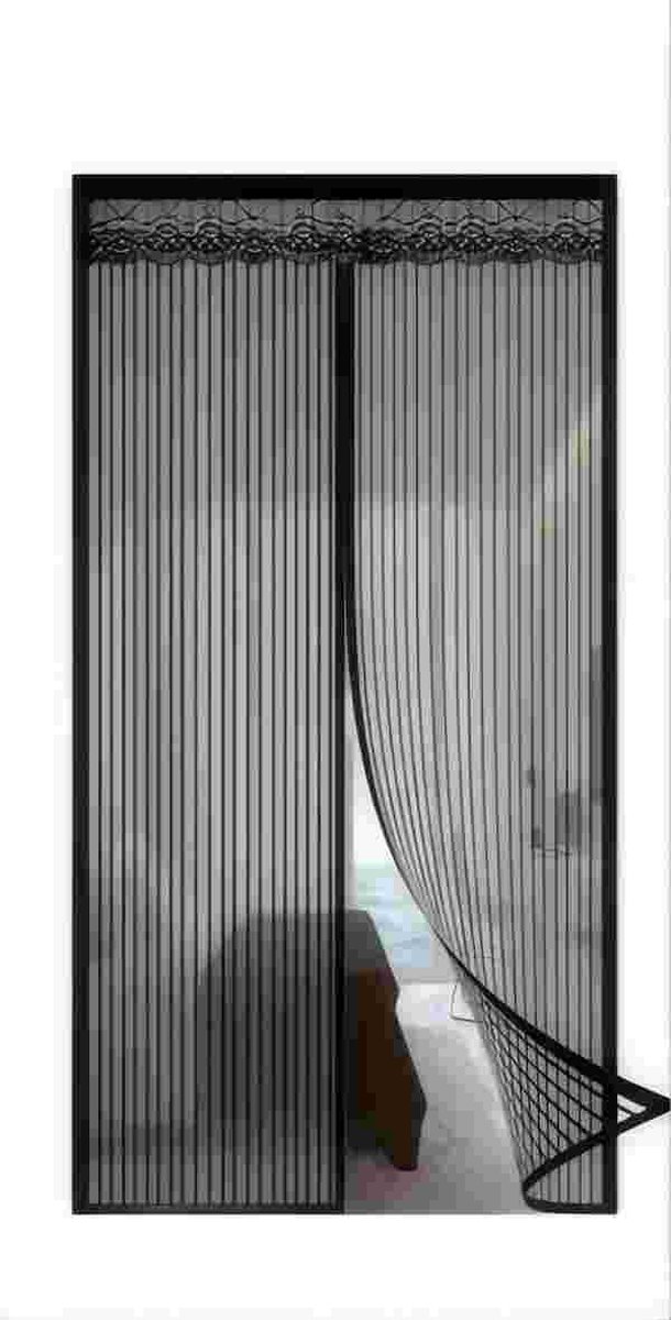 Magneetsluiting, insectenwerend magneetsluiting, muggengaas, zelfsluitende, handvrije, insectenwerend, frisse lucht binnengelaten, van boven naar beneden afgedicht, muggenwerend geschikt voor deuren van 55 "x 79" (140 x 200cm) - zwart