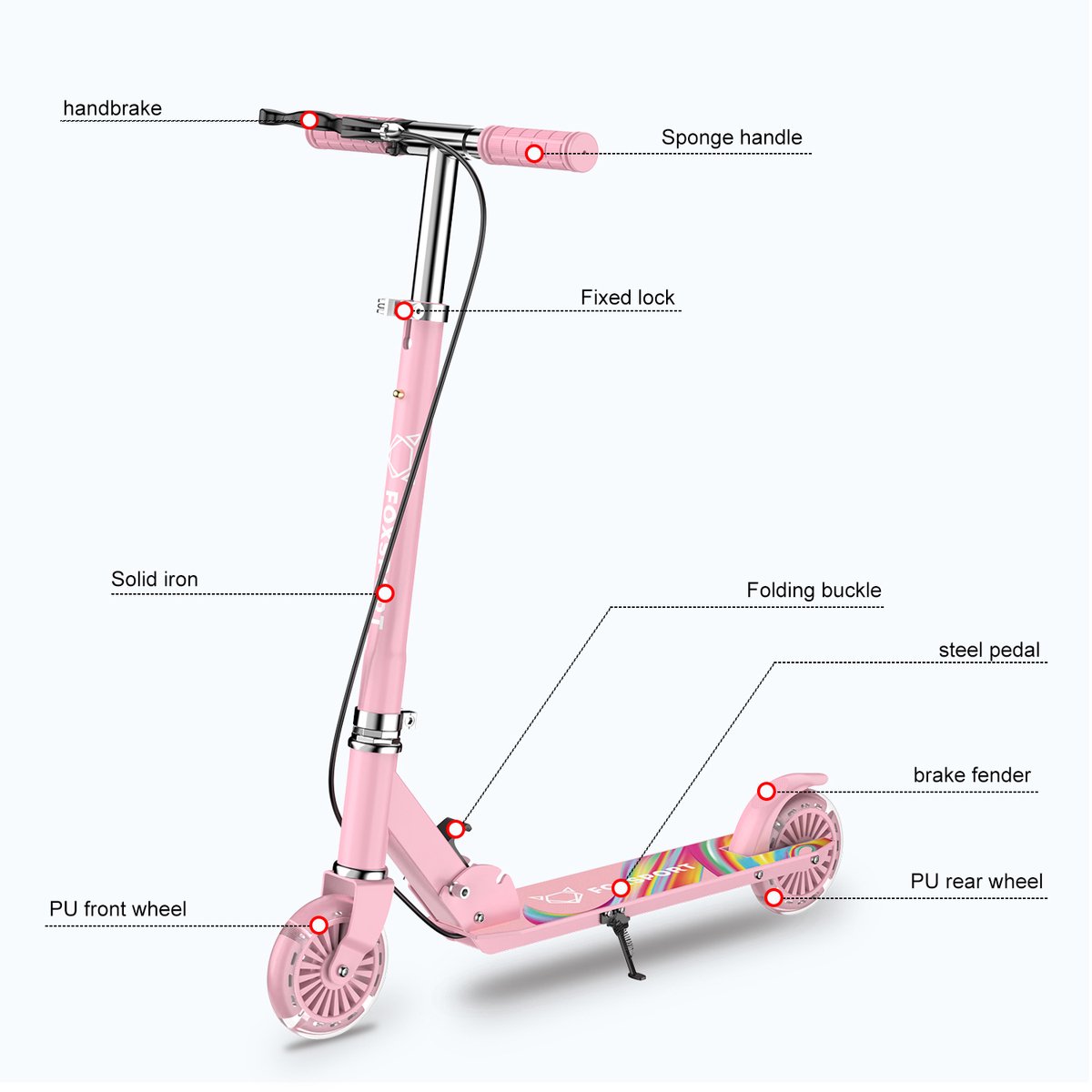 FOXSPORT Kinderstepjes - Kinderstep - Step - Kinderscooter - Draagkracht tot 100 kg - Kick Step - Voor Jongens en Meisjes - Vanaf 3-12 Jaar - Drie instelbare hoogte-opties - roze thumbnail 4