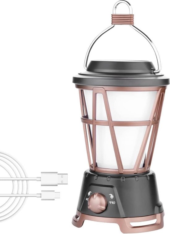 SuoKom Lampe de Camping Rétro Portable USB Rechargeable Lanterne de Camping Suspendue Dimmable LED Lanterne de Tente Étanche Légère Lumière de Camping pour Cour Essentiels de Camping en Liquidation