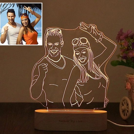 Lampe photo dessinée à la main - personnalisée - avec naam - cadeau - 3d