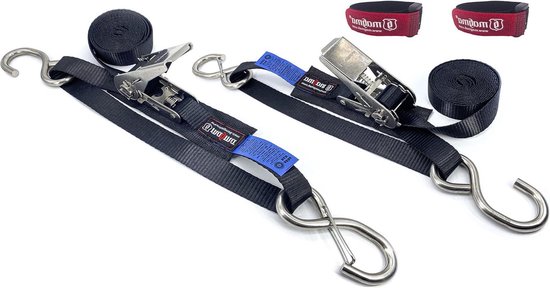Set spanbanden, 2 stuks, tweedelig, met ratel en S-haken, zelfoprollend, voor het vastzetten van Set spanbanden, 2 stuks, tweedelig, met ratel en S-haken, zelfoprollend, voor het vastzetten van