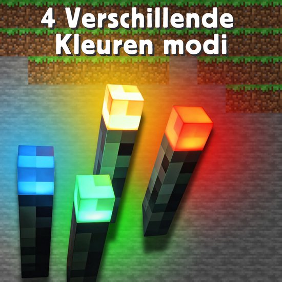 Lamp - RGB Lichtgevende LED Fakkel - 4 Light standen - Interne batterij - Ophangbaar muur bedlamp - Nachtlampje - Kinderen slaapkamer - Te Amo van Te Amo — afbeelding 3